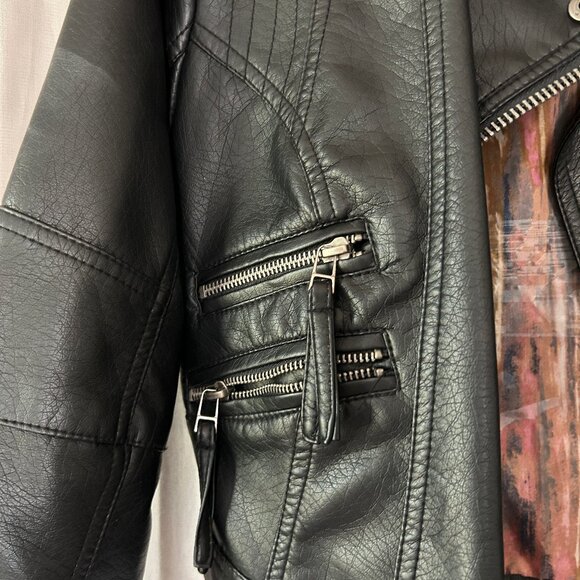 Faux Leather Moto Jacket, Cropped - Picture 2 of 7
